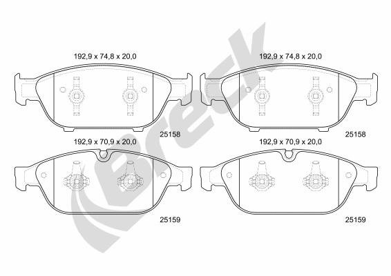 Brake Pad Set, disc brake - 25158 00 551 00 BRECK